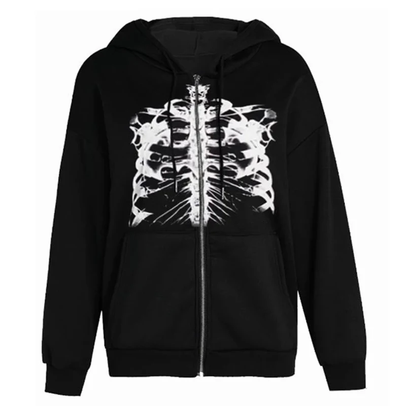 

Female sweatshirt harajuku Skull grunge clothes soft Sweatshirt y2k clothes aesthetic Women zip hoodie Oversized hoodie Hoodies