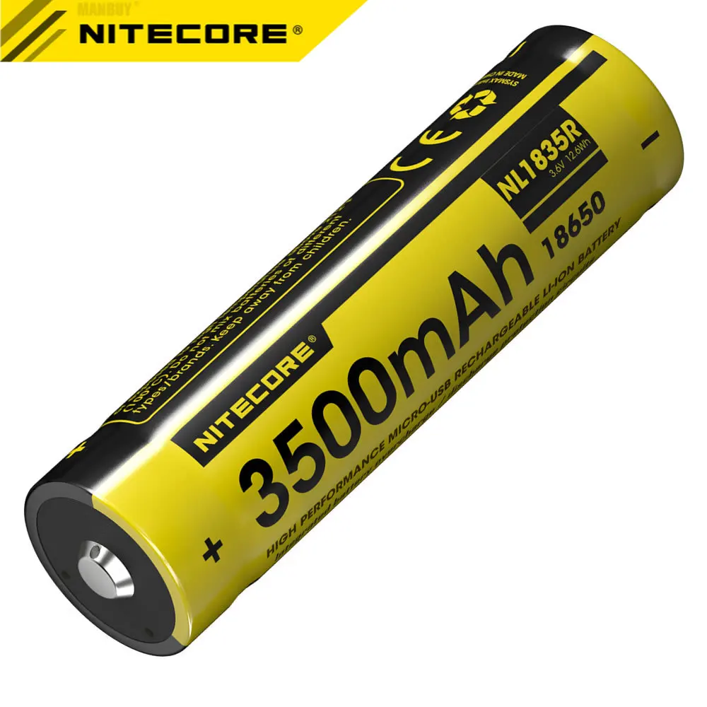 NITECORE NL1835R 3500 мА/ч Высокая производительность Встроенный Micro-USB зарядка Порты и