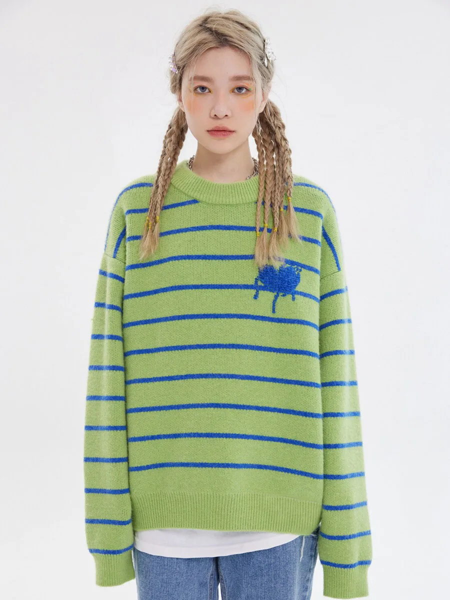 Осенне-зимние свободные полосатые свитера женская одежда с длинным рукавом