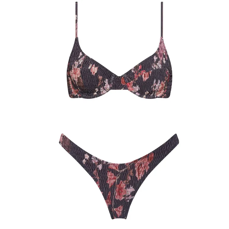 

New Sexy Underwired Push Up Bikini Set Women Triangle Brazilian Bikinis Swimwear Ruched Biquini Printed Bathing Suits Beach Wear