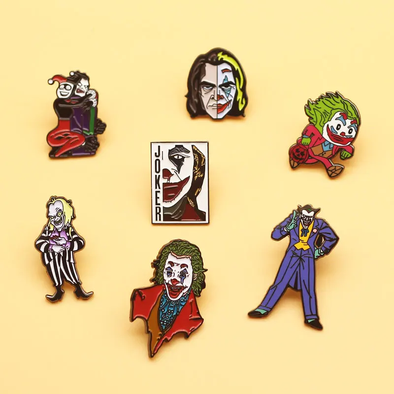 

XM-funny Joker Cartoon brooch cute anime enamel metal badge school bag decoration with pin anime accessories