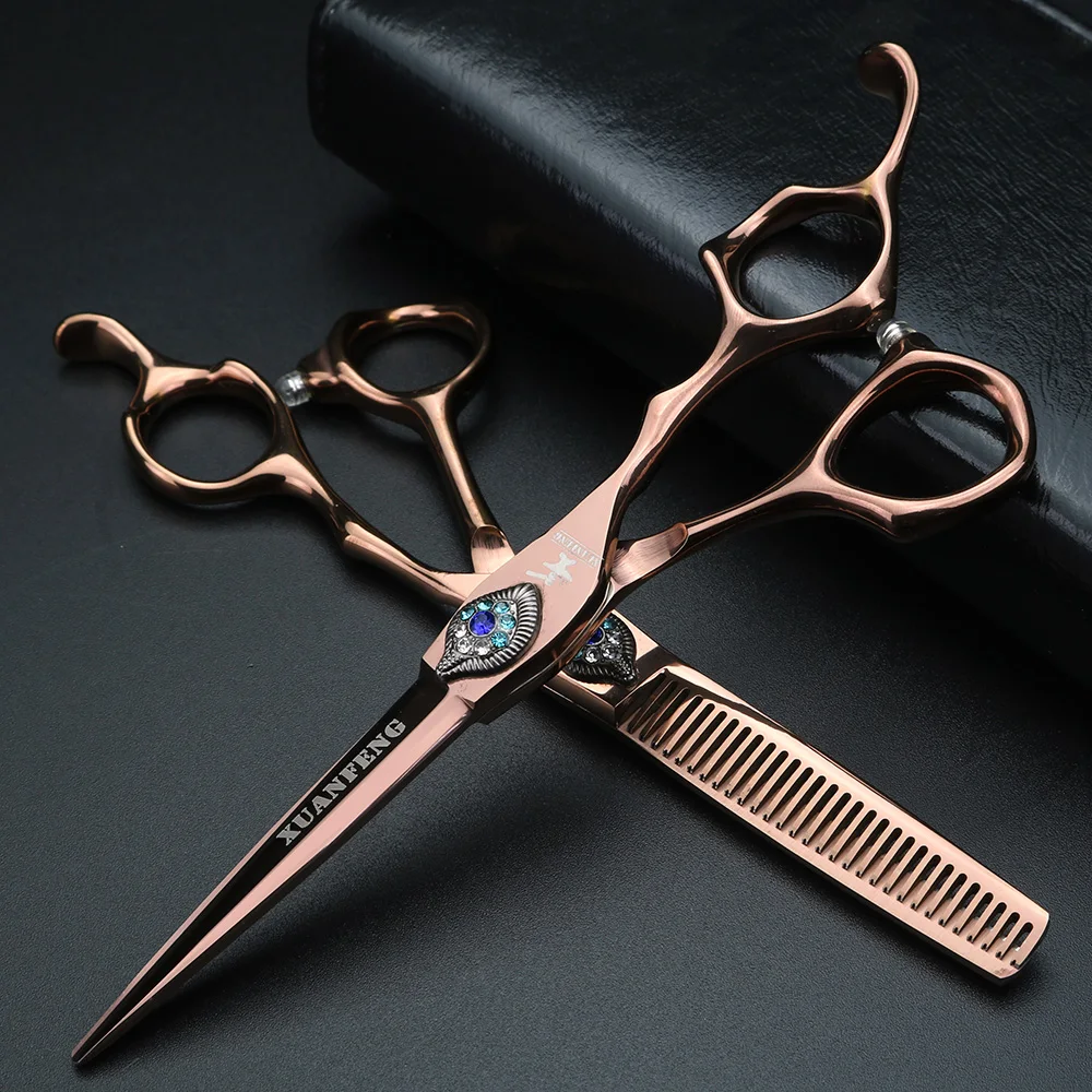

6 Inch Rose Gold Professional Hairdressing Scissors Barber Shop Hair Scissors Cutting Shear Thinning Kit Haircut for Men Women