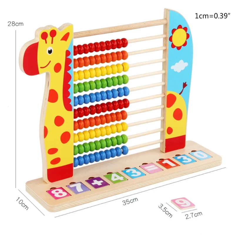 

Wooden Abacus Counting Stand Number Symbol Color Cognition Animal Educational