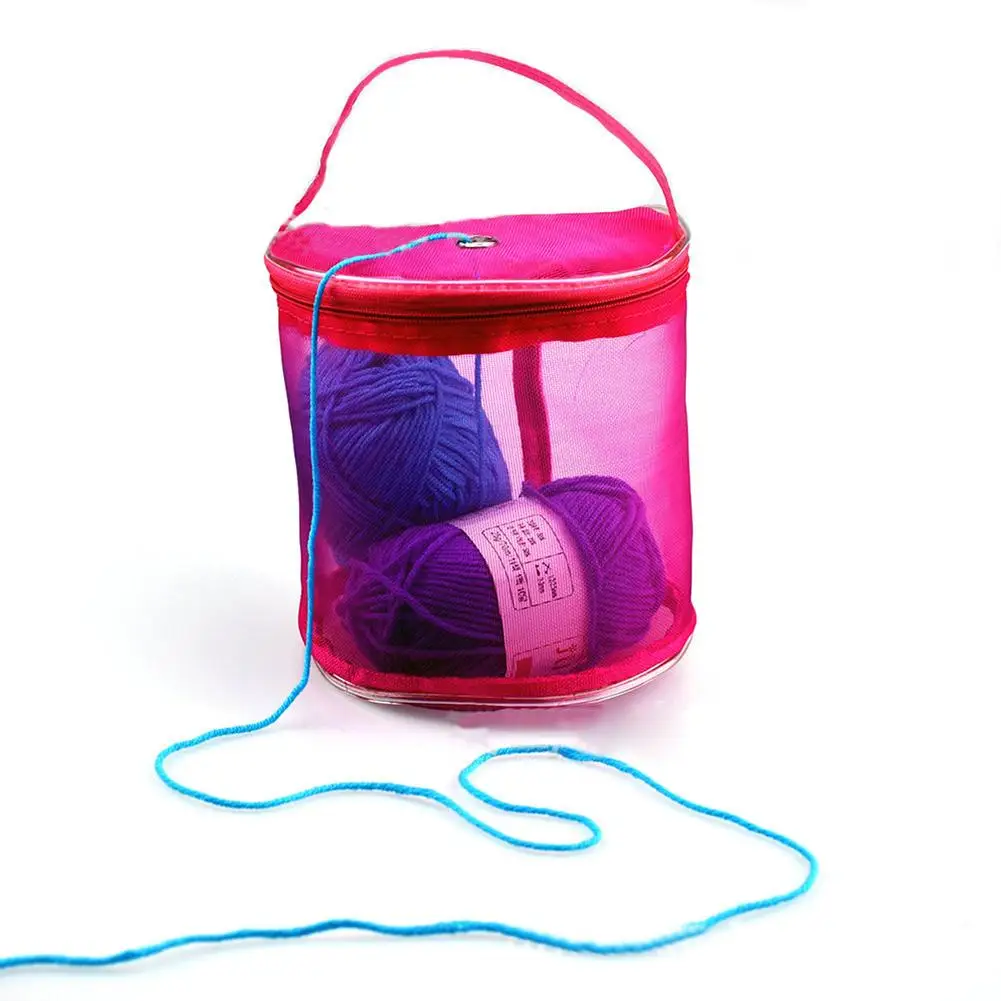 DIY Crochet Yarn Bag Mesh Woolen Storage Case Nylon Seal Preparation |