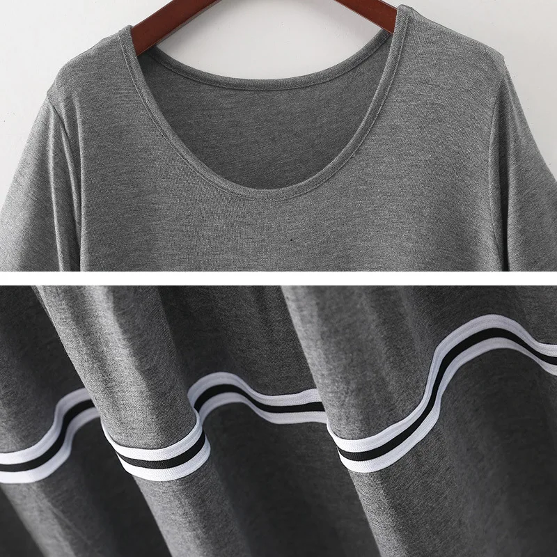 

QWEEK Summer Casual Dress 2021 Loose Modal Home Short Sleeve Pregnant Pregnacy T-shirt Dress Party Sleepwear Nightwear Striped