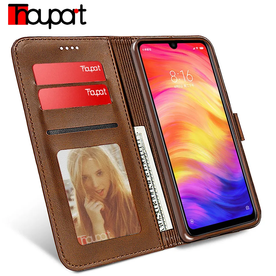 Thouport кожаный чехол ручной работы для Xiaomi Redmi Note 7 Pro держатель карт кошелек флип 7A