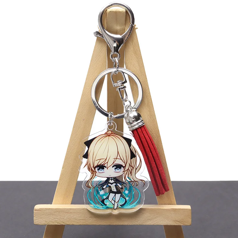 

Cartoon Q Version Key Chain Cute Genshin Peripheral Tassel Pendant Keychain Anime Acrylic Key Ring Holder Accessories Charm Gift