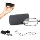 Облегченный миниый Портативный складные очки для чтения мужские и женские пресбиопические очки металлические ободковая оправа черного цвета с Чехол + 1,5 2,5