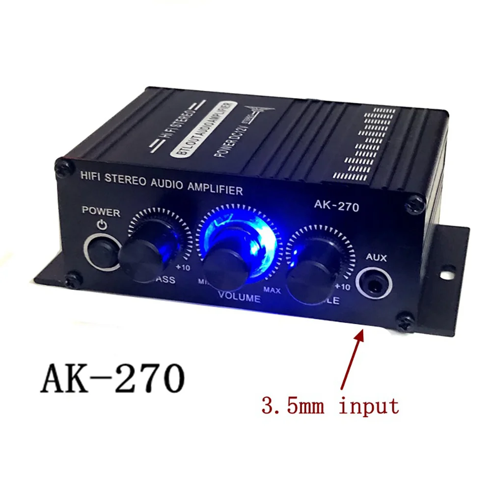 AK270 усилитель мощности аудио караоке Домашний кинотеатр 2 канала HIFI Поддержка FM AUX