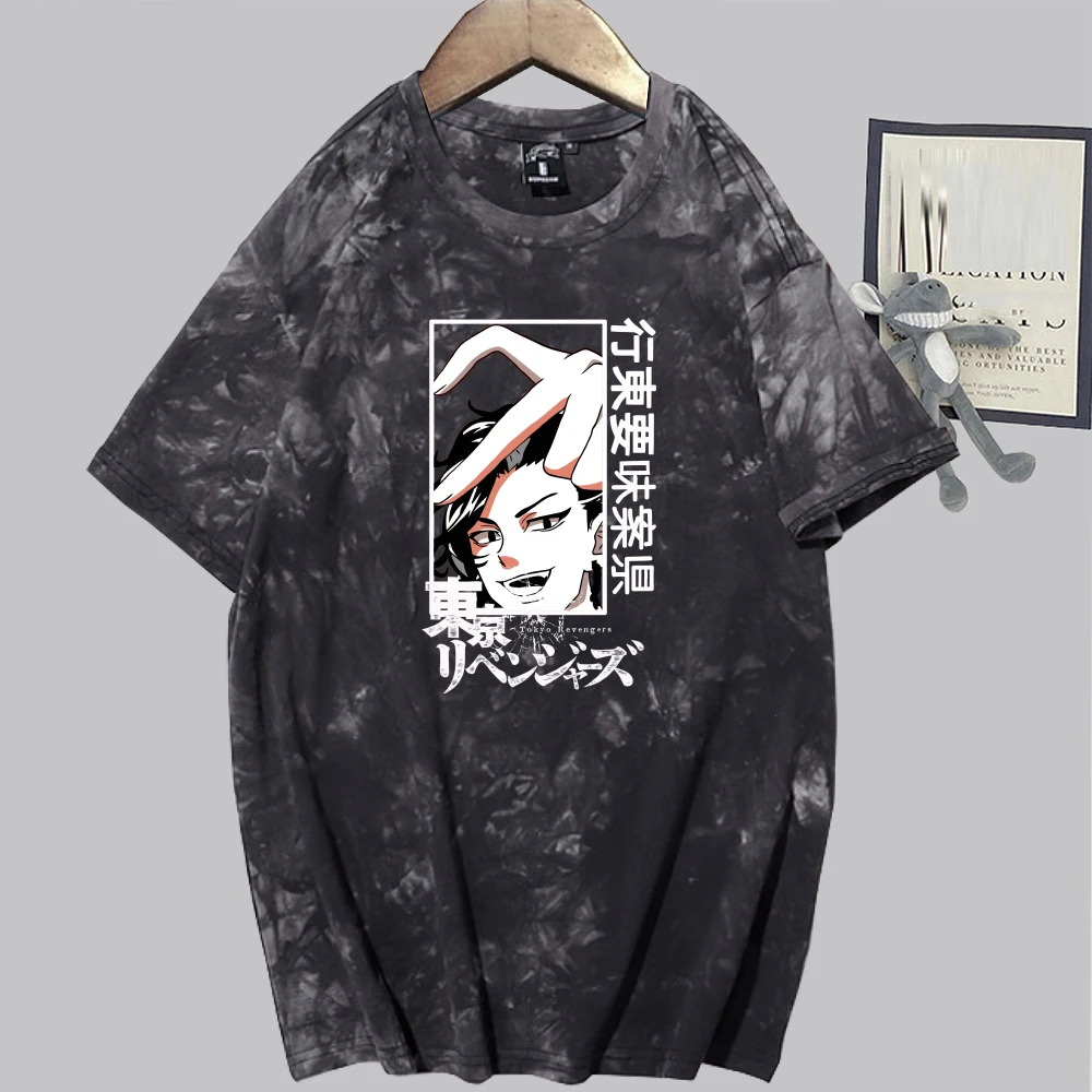 

Tie Dye Anime T-shirt Tokyo Revengers Round Neck Loose Casual Autumn