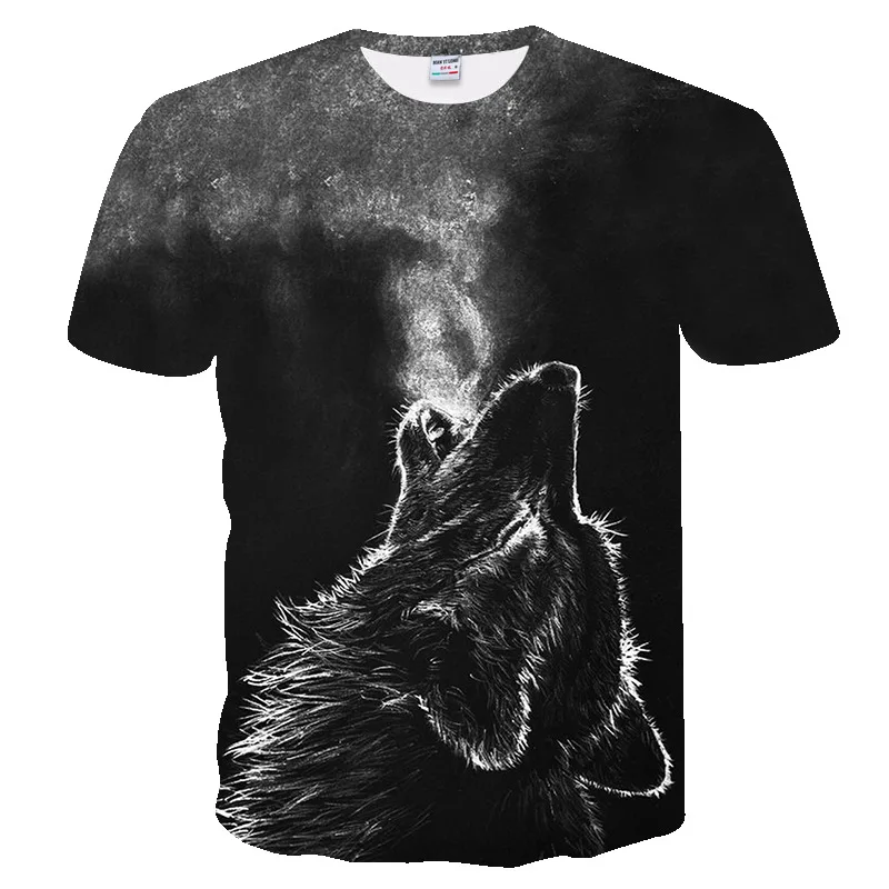 2019 mais novo harajuku lobo 3d impressao Law camiseta dos homens/mulheres de manga curta Verao topos t camisa animal moda Tee|Мужские