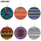 Деревянные серьги-подвески SOMESOOR, богемные, с Африканским принтом, в этническом стиле, ручной работы, с деревянными ушками, ювелирные изделия для женщин, подарки