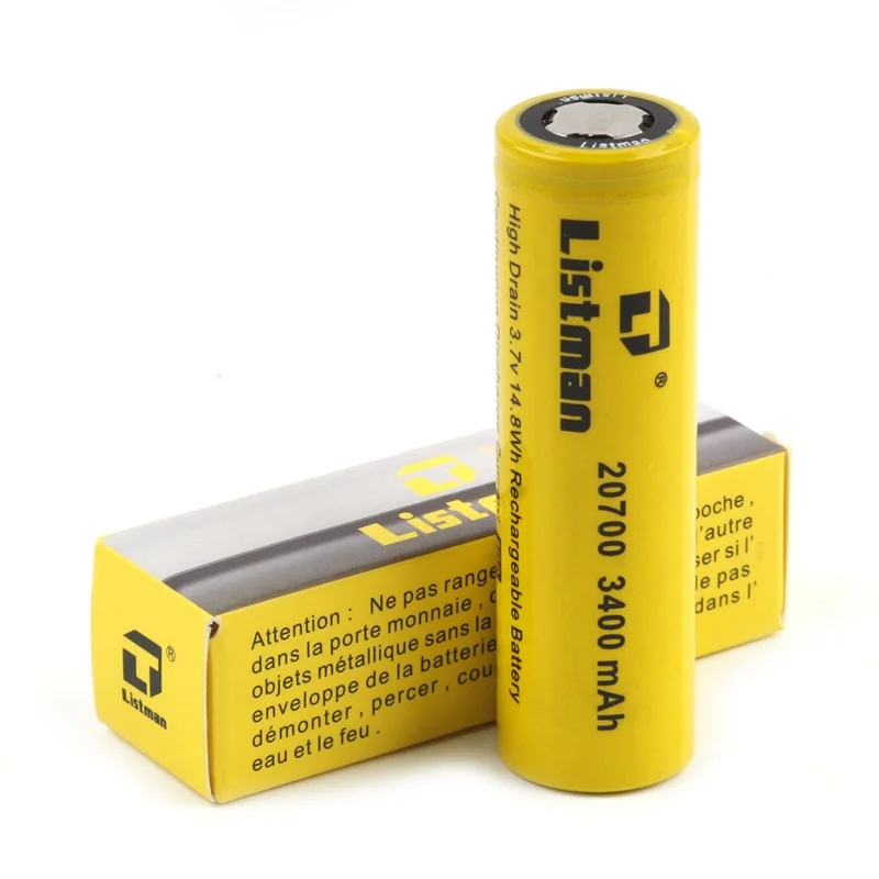 Vape Battery Listman IMR 20700 3.7V Rechargeable Lithium 3400mAh 40A Electronic Cigarette For Box Mod | Электроника