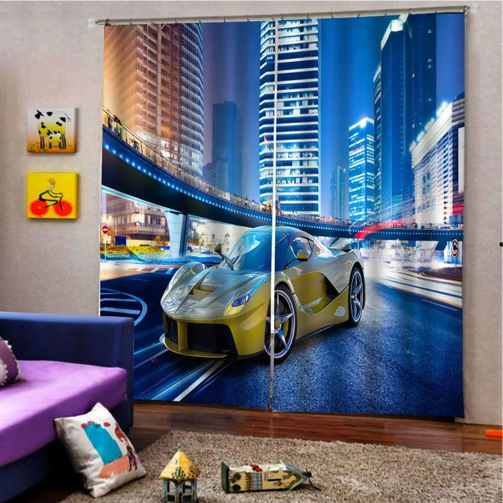 Роскошная синяя занавеска Затемняющая 3d-занавеска для гостиной спальни