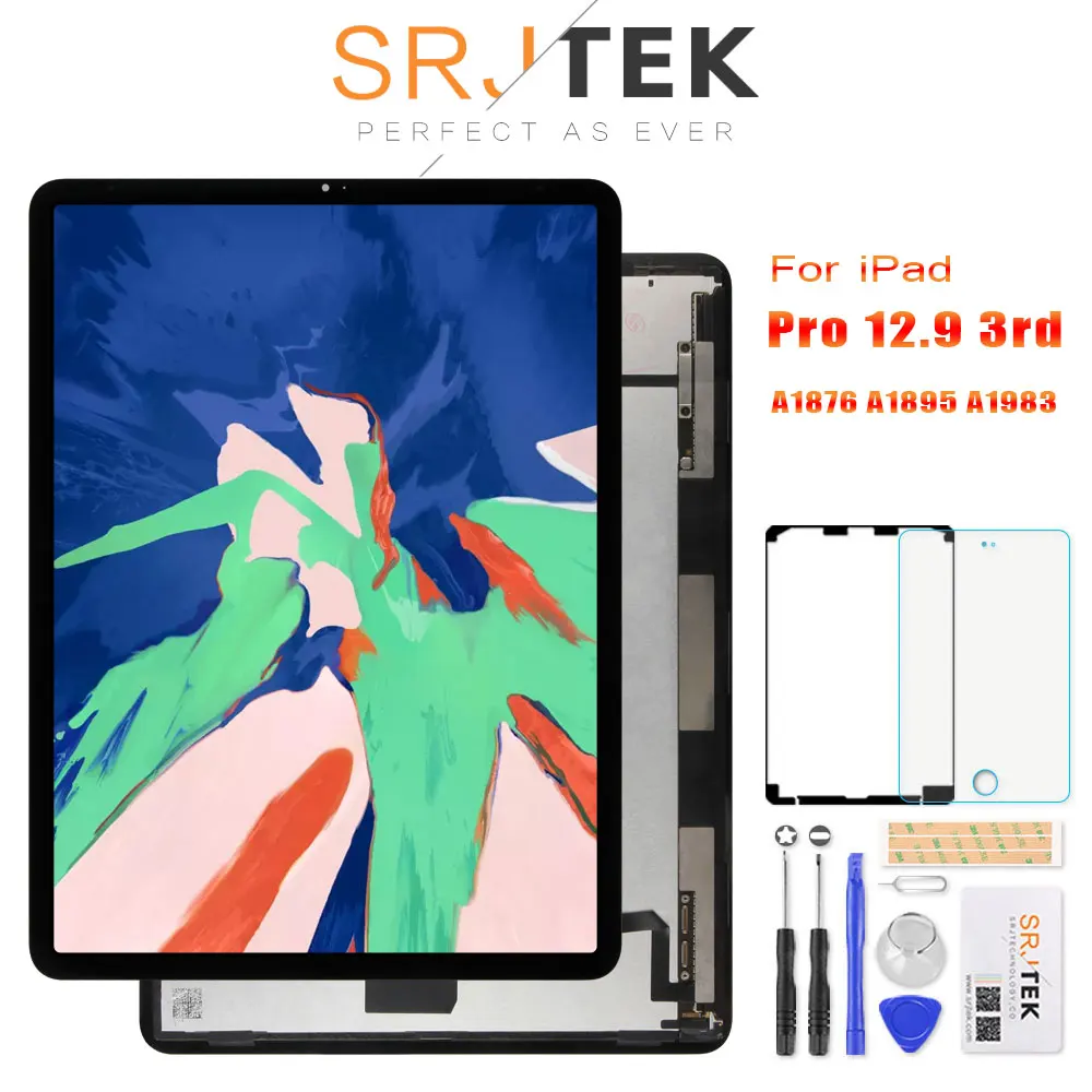 

Для iPad Pro 12,9 3 3-го поколения 2018 A1876 A2014 A1895 a53 ЖК-дисплей Матрица сенсорный экран дигитайзер Датчик стекло панель в сборе