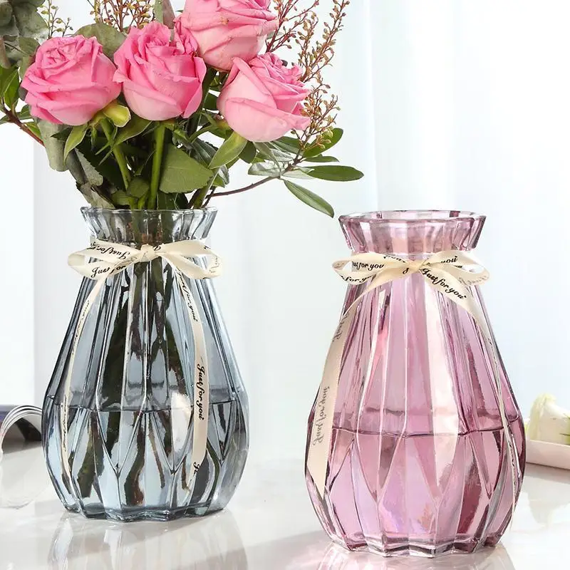 

Vase glass transparent water living room set flowers flowers in the vase Nordic simple rich bamboo dry vase