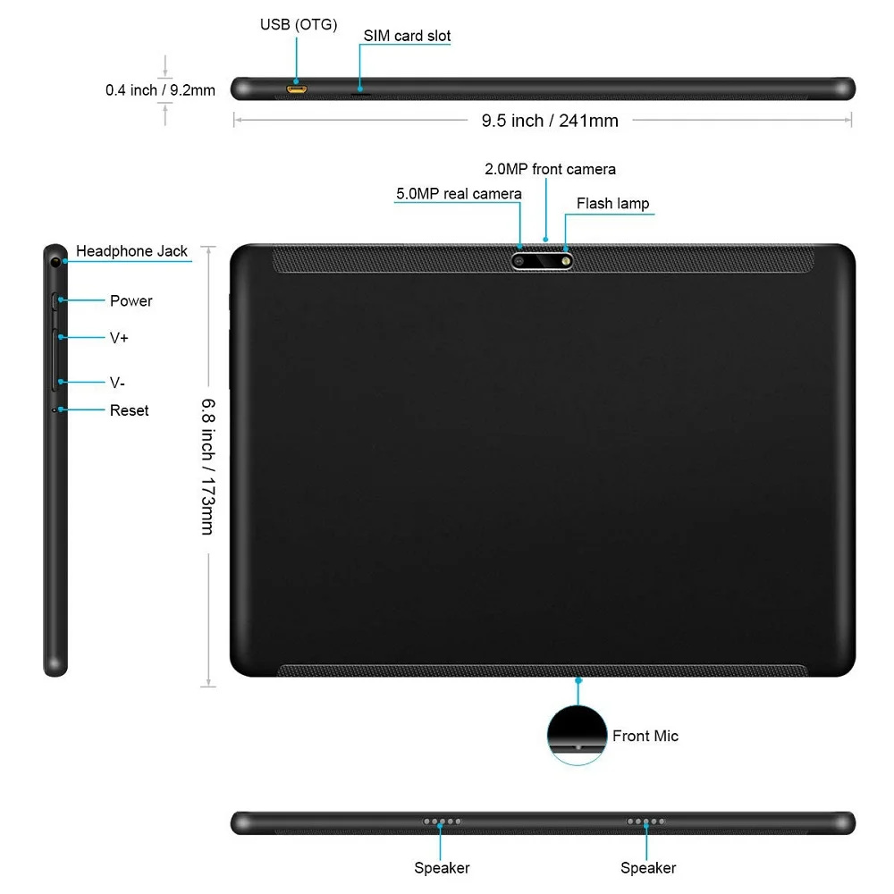 

10- 32 ROM Android 9,0 sim- 5.0MP 3G WiFi Bluetooth Netflix GPS Pad