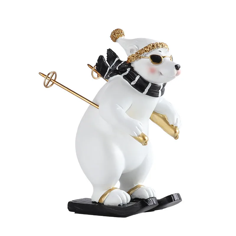 [HHT] Северный милый лыжный белый медведь украшения креативные изделия из смолы