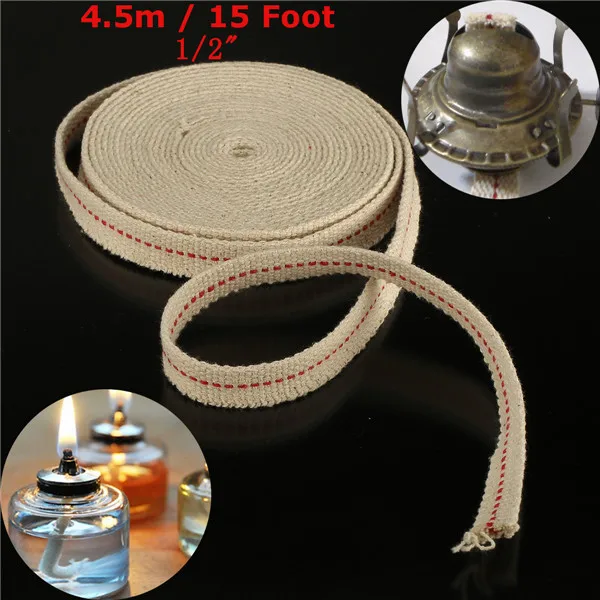 

1/2'' 15 Foot White Flat Cotton Alcohol Wick For Glass Oil Lamps and Lanterns
