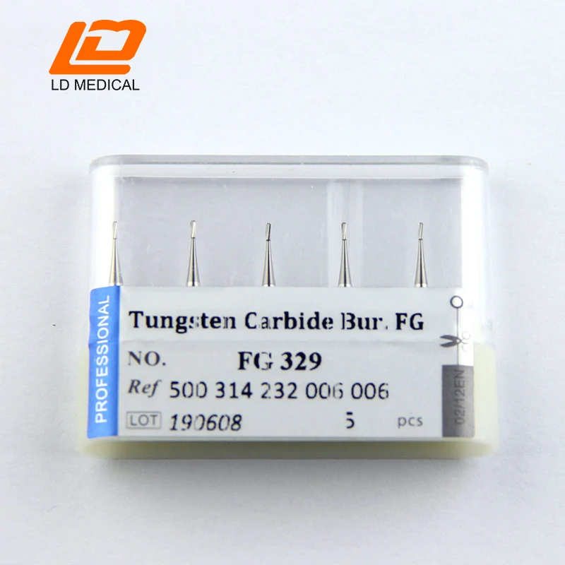 5pcs Dental Tungsten Carbide Burs FG 329（232 006)  High Speed FG Egg Plain Cut Preparation or  Removal of Amalgam, Metal CE ISO