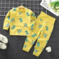 new 2021 kids boys girls pajama sets cute cartoon print long sleeve t shirt tops with pants toddler baby sleeping clothing sets