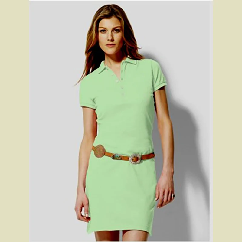 

Big Horse Polo Dress Shirt Women Luxury Brand Casual Horse Dresses T-Shirt Femal Summer Turn Down Collar Short Sleeve Ladies