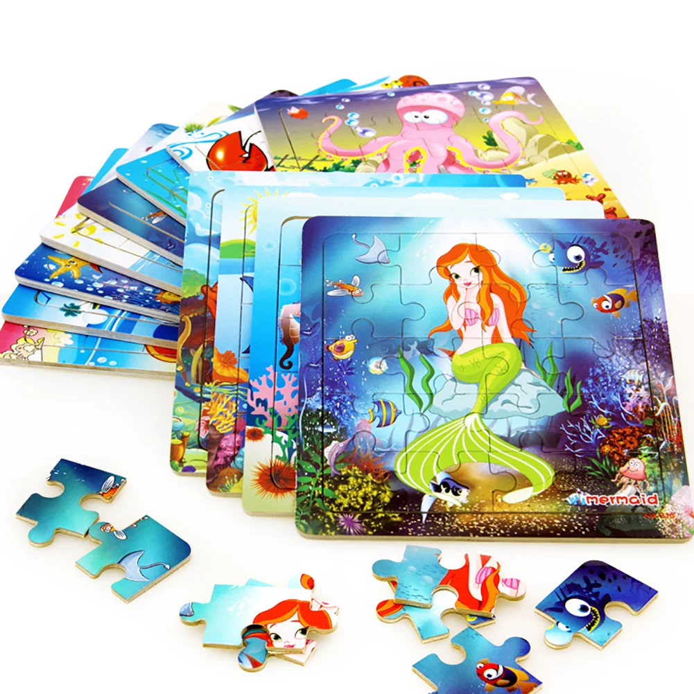 

4Pcs Cartoon Animal Wooden Jigsaw Puzzles Educational Toy for Children Kids