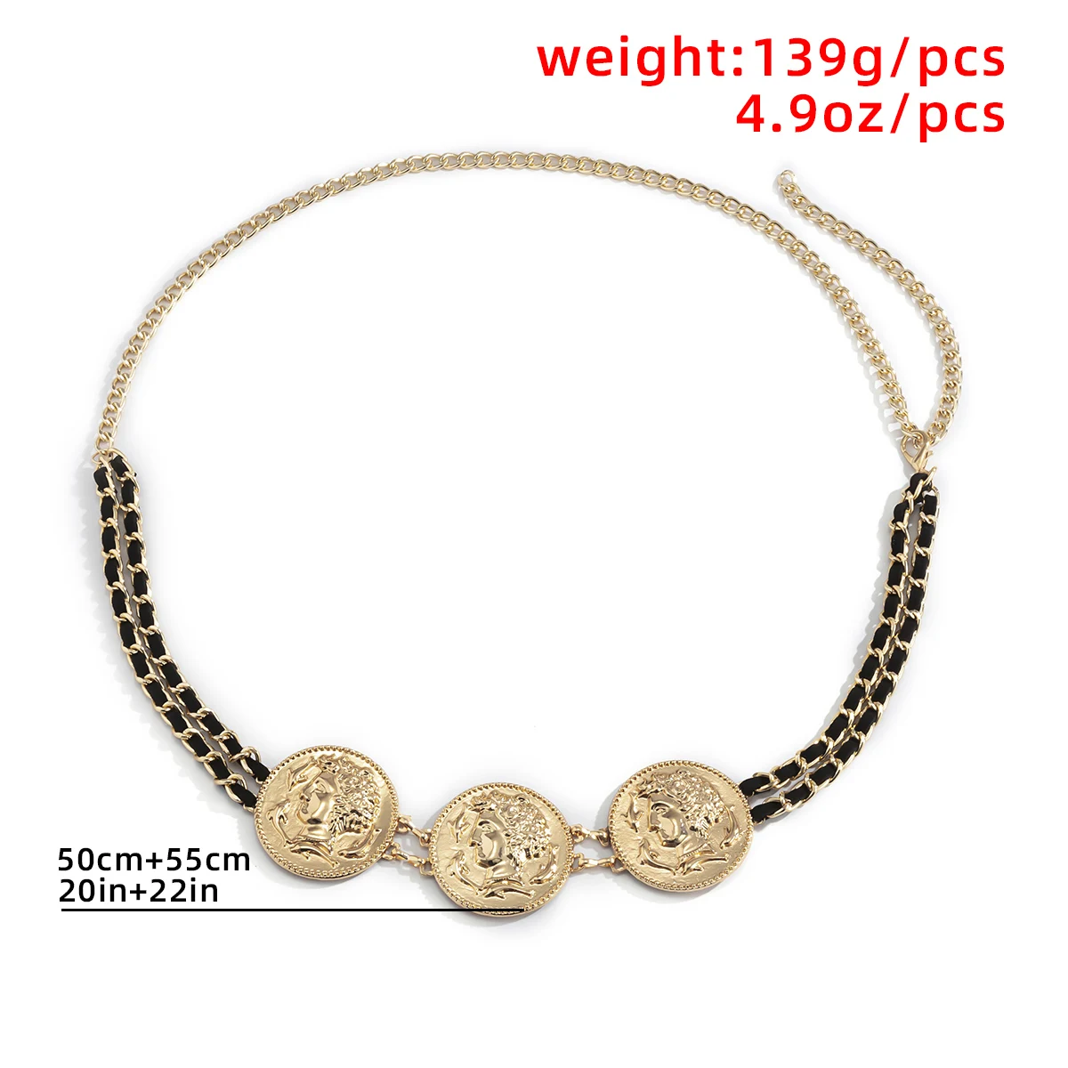 

Vintage Portrait Coin Waist Chain Punk Aesthetic Link Chain Belt for Women Sexy Waistband Dress Shirt Decoration Body Jewerly