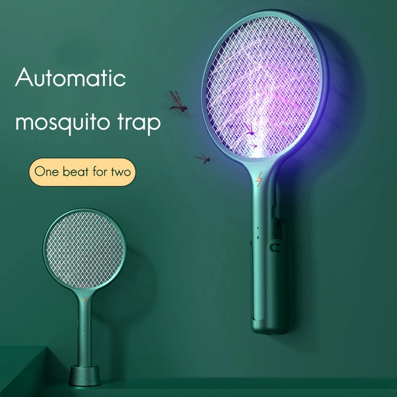 

Indoor Outdoor Electric Fly Swatter Rechargeable Mosquito Killer Racket for Home Bedroom Kitchen Office