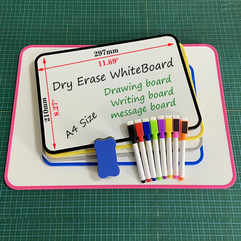 

A4 Size Mini Whiteboard Double-sided Writing Kid Dry Erase Board Calendar School Home Practice Drawing Message Bulletin Board