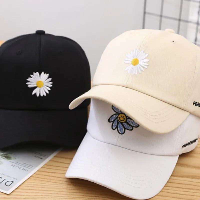 KPOP G-Dragon Small Daisy Baseball Cap Embroidery Peaceminusone Sunscreen Hat Kwon Ji Yong Cap JH4