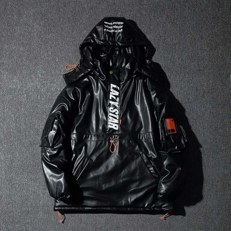 2019 зимнее пальто повседневные мужские парки из искусственной кожи теплая куртка