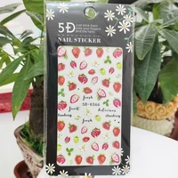 5d stickers for nails cute strawberry fruit letter nail art decorations stereoscopic sticker accessories anaglyph effect design