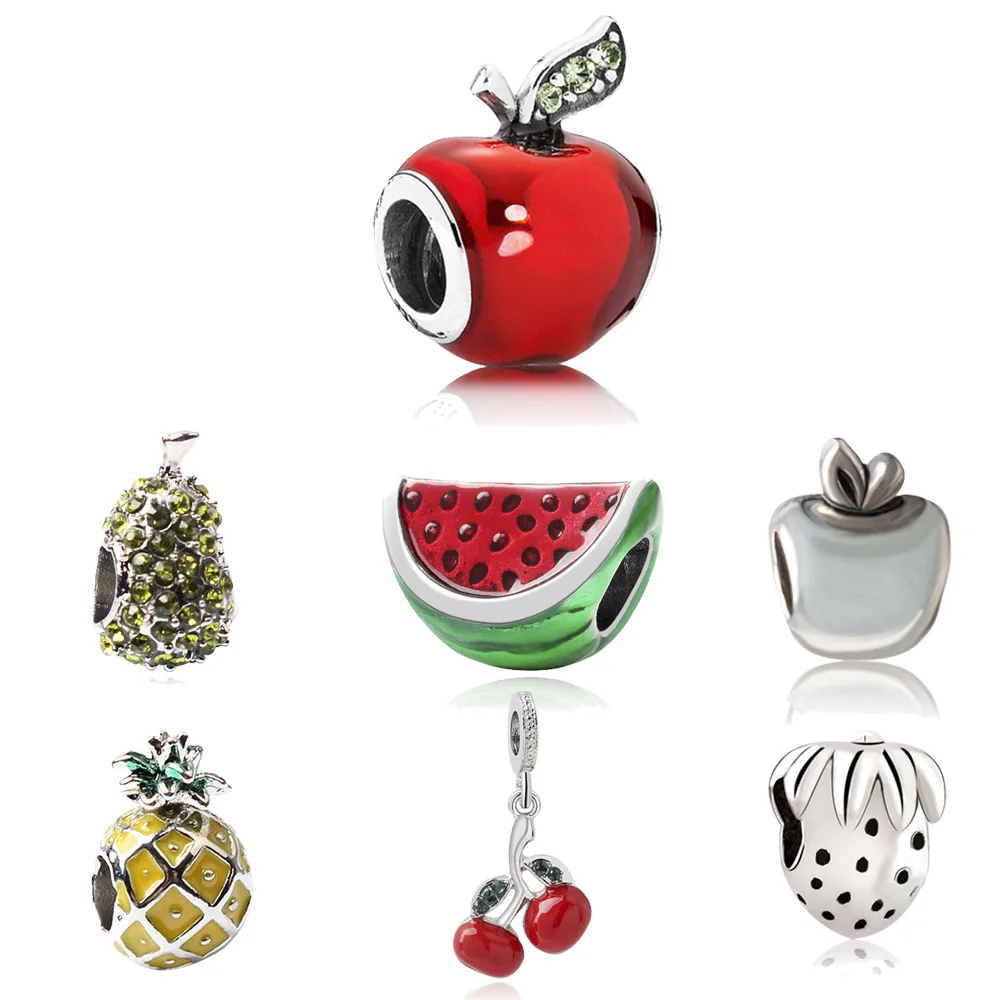 Подвески с фруктами для браслета Пандора Сделай Сам вишня клубника бусины