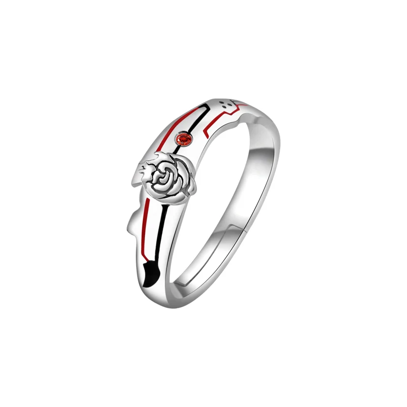 ( adjustable) Аниме Rwby Том 2 Рубиновая Роза тема Косплей S925 Серебряное кольцо на палец для мужчин и женщин модное регулируемое кольцо ювелирные изделия Рождественский подарок - Цвет: ( adjustable)
