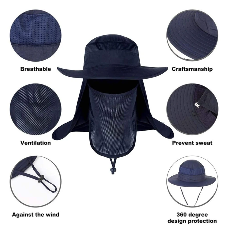 Съемный чехол для шеи с откидной крышкой лица шляпа широкими полями рыбалки