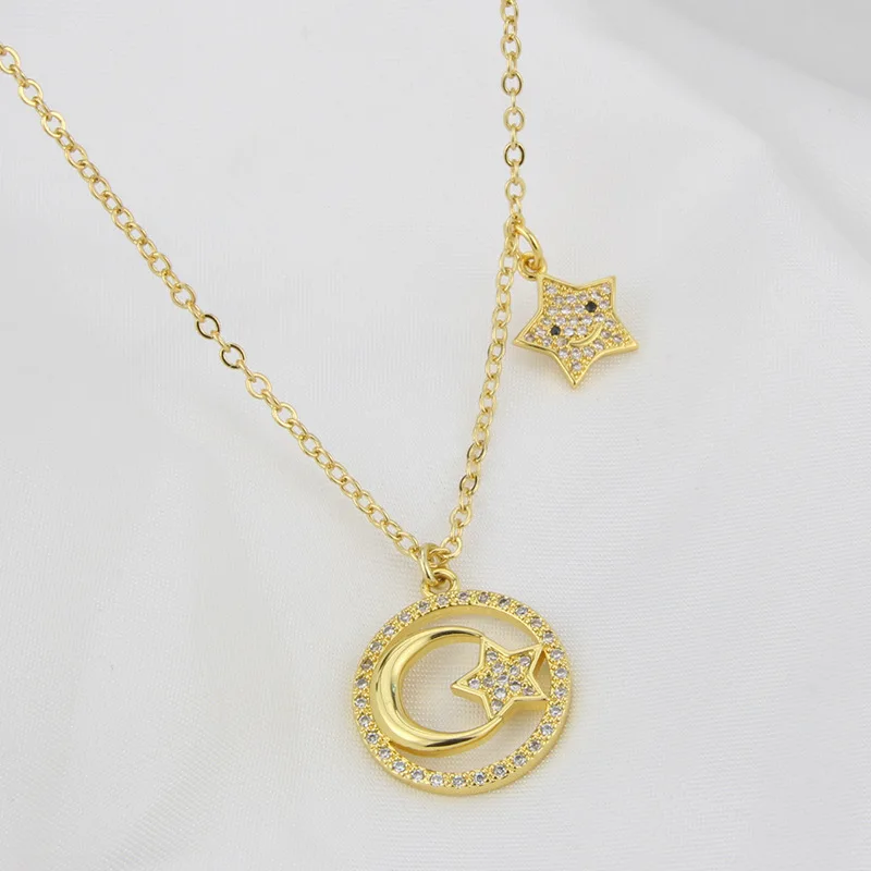 Цепочка с подвеской ALLNEWME женская ожерелье со сверкающими фианитами звезда полый