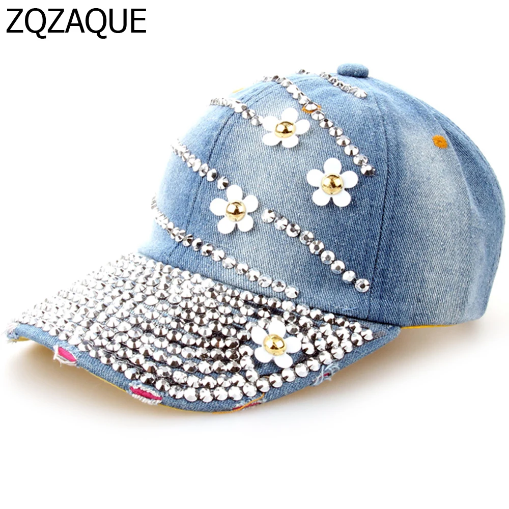 Милые женские джинсовые кепки с цветочным декором регулируемые бейсболки ручной