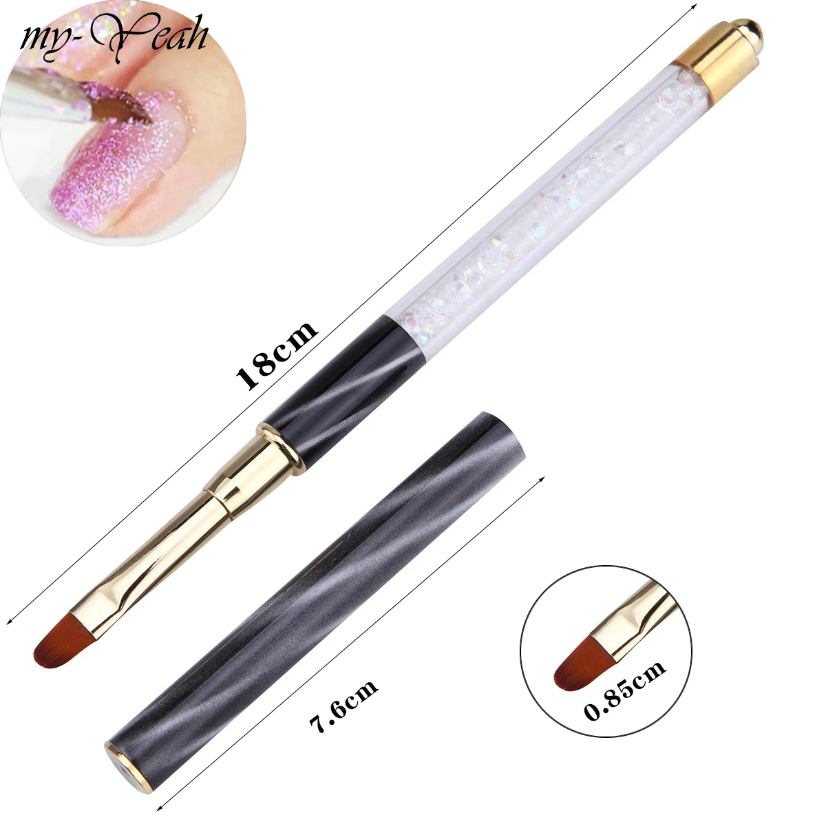 my-Yeah Nail Art Multipurpose Cat Eye Rhinestone Paint Brush Kit Acrylic Gel Polish Extension 3D Liner Flower DIY Gradient Pens