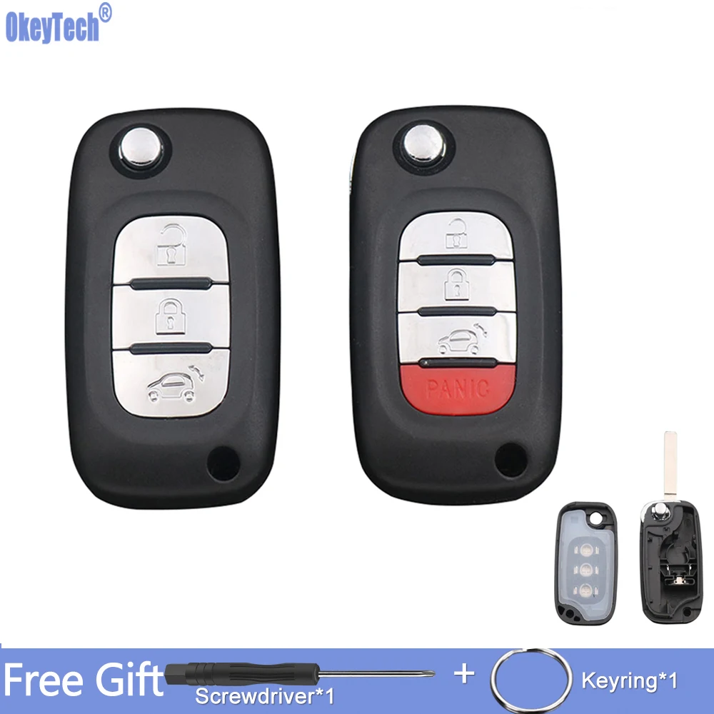 

OkeyTech Flip Remote Car Key Shell Case Cover With 3/4 Buttons Fob For Benz Smart Fortwo 453 Forfour 2015 2016 2017 Folding Key