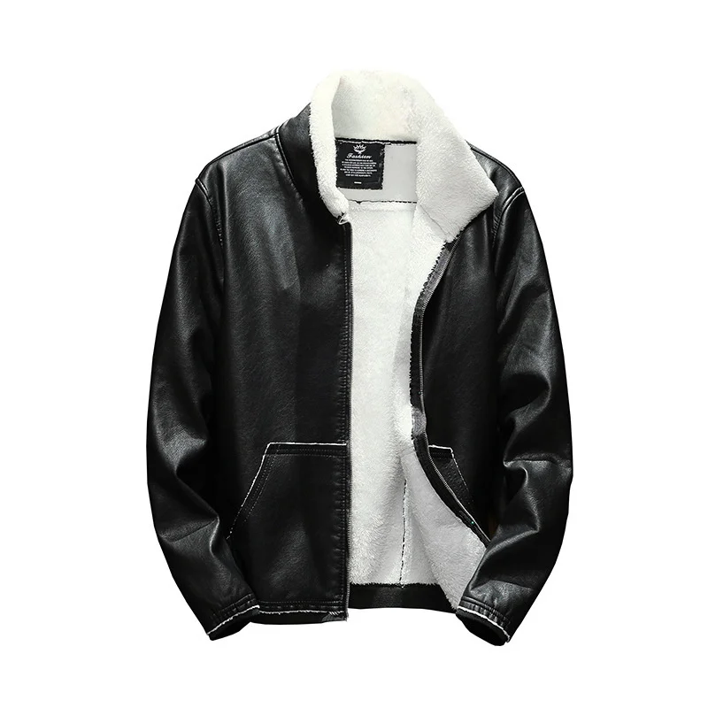 

Мужская осенне-зимняя куртка из овечьей шерсти и искусственной кожи, Повседневная Универсальная высококачественная однотонная свободная красивая куртка на молнии