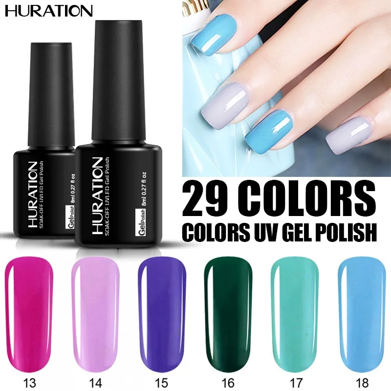 Huration Soak Off лак для ногтей 29 цветов гель Полупостоянный УФ Лаки ногти искусство