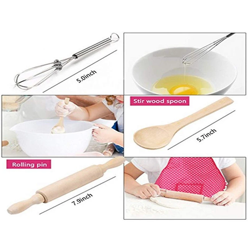 

7 Pieces Chef Set Complete Kids Kitchen Playset with Chef's Hat Apron Cooking Mitt and Utensils