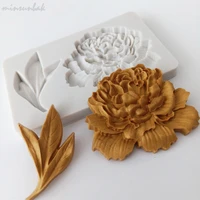 minsunbak floral silicone mould peony flower sugarcraft cake decorating tool chocolate gumpaste kitchen baking utensils