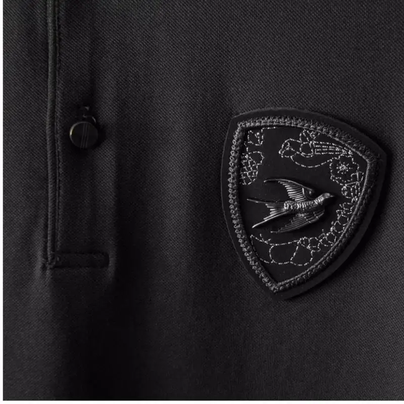 

Swallow Embroidery Mens T-shirts Luxury Short Sleeve Solid Color Black Man T-shrits Fashion Slim Fit Casual Male Tee 3xl