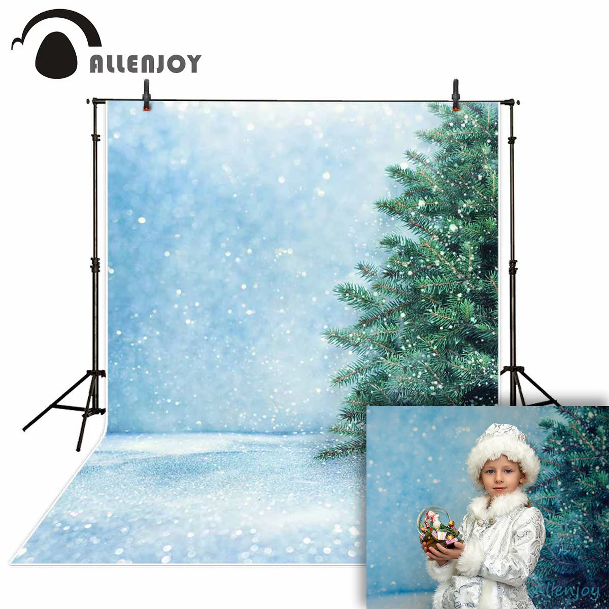 Фон для фотосъемки Allenjoy зимняя Рождественская елка Блестящий снег фон