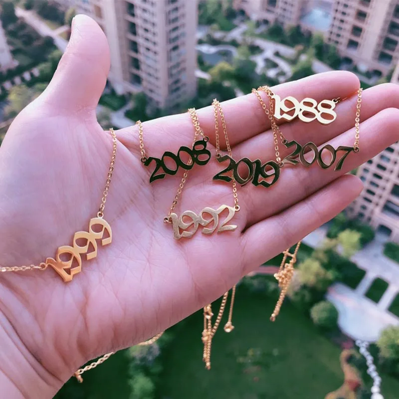 Ожерелье из нержавеющей стали под золото для женщин 1999 | Украшения и аксессуары