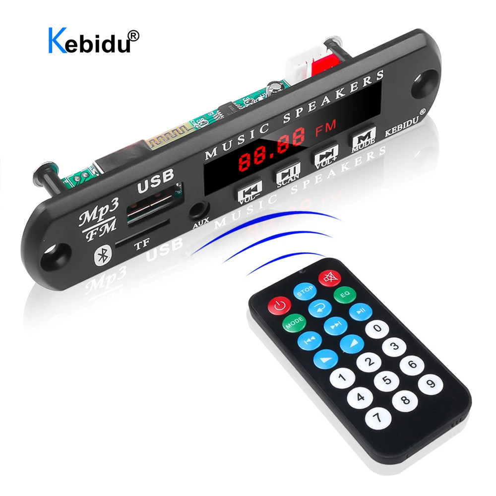 Беспроводной mp3-декодер KEBIDU с Bluetooth 12 В mp3-плеер дистанционным управлением FM AUX