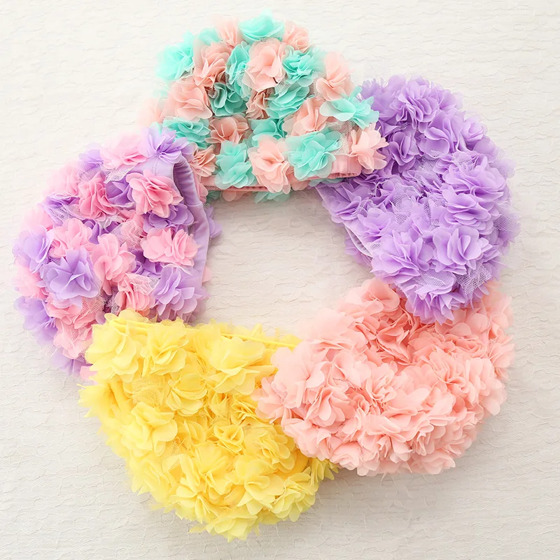 Женская шапочка для плавания с объемными цветами длинная купания морского