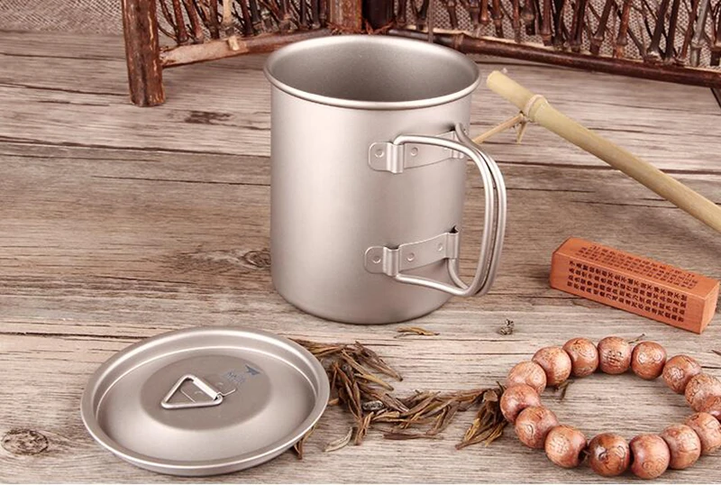 300ml Titanium Cup Folding Mug Office Coffer Drinkware Tea Cup Healthy Non-toxic Bacteriostatic Titanium Mug Ti3201
